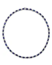 Bloomingdale's Fine Collection Blue Sapphire & Diamond Collar Necklace in 14K White Gold, 16 - Exclusive