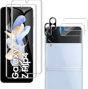 (2Set 6PCS) RUNGOS for Samsung Z Flip 4 Screen Protector (Inside Flexible TPU Film+Front Tempered Glass+Camera Lens Protector) No Bubbles for Samsung Galaxy Z Flip 4 Screen Protector 2st 2022