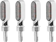 Motorcycle Indicators Turning For Y&AMAHA LED Motorcycle Turn Signal Light 12V 8mm Indicators Blinker(4 Pcs-Silver Shell)