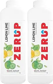 Zerup Zero Sugar Lemon Lime Flavoured Syrup 2 x 1L Bottles, Sugar Free Syrup, Lemon Lime Flavour Drink Mix, Low Calorie Flavourings for Milk Shakes, Cocktails, Teas, Gluten Free, Keto Friendly, Halal