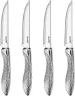 Steak Knives Set of 4, Stainless Steel Serrated Sharp Blade Flatware Steak Knif