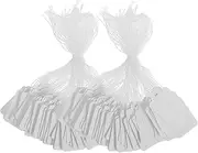 SECFOU 200pcs Pre Tied Blank Tags with String for Jewelry Clothing and Crafts Double Sided Writable Label Tags for Easy Display and Holiday Present Tagging