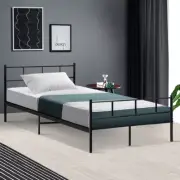 King Single Metal Bed Frame Sleek Design Mattress Base Platform Foundation Black