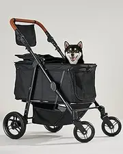 Large Dog Stroller for Multiple Pets - Up to 66lbs, Adjustable Handle, 180° Canopy, Sun Shades, Waterproof All Terrain for Medium to Large Dogs