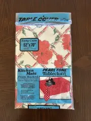 NEW SEALED Vintage Carnation Plastic Foam Picnic Cloth Table Floral 52 x 70" MCM