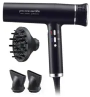 Pro-One Aerolite Hairdryer Ionic & Ceramic + 3 Nozzles - Black