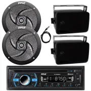 Pyle CD Bluetooth Radio, 2x 5.25" 180W + 2x 3.5'' 200W Speakers (Black), Antenna
