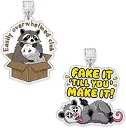 Set 2Pcs Easily Overwhelmed Club, Fake It Till You Make It Kindle Charms Dust Plug Charm 1.5 Inches Overstimulate Positive Inspiration Mental Health Sarcastic Girly Lightning/Type C Acrylic Material