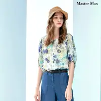 在飛比找momo購物網優惠-【Master Max】滿版花紋舒適五分袖雪紡上衣(8217