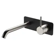 Fienza Kaya Up Basin/Bath Mixer 200mm Dress Kit Soft Square Plate Matte Black & Brushed Nickel D228119BBN-200