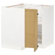 METOD corner base cabinet with carousel, white/Voxtorp oak effect, 88x88x80 cm