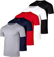 [Real Essentials] 5 Pack Men’s Active Quick Dry Mesh Crew Neck T Shirts | Athletic Short Sleeve Tee (Available in Big & Tall)