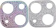 Iphone13mini Phone Lens Covers 2pcs Shiny Rhinestone Rear Lens Guards Hard Aluminum Alloy Camera Lens Protectors