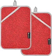 Large Pot Holder Heat Resistant Merry Christmas Holiday Red Potholders with Pockets Kitchen Hot Pads Oven Mitts 2 Pack