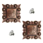 2 Pack Antiqued Copper Square Berry Conchos w/ Screws