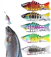Swim Bait Lures | 7 Section Type Realistic Fishing Lure Kit - Versatile Angler Supplies for Pike Pickerel Trout Walleye Bream