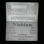 99.9% High Purity Niobium Plate, 5 * 60 * 100mm, Periodic Table Engraved Nb, for Element Sample Collection, Classroom Demonstrations, Scientific and Laboratory Project Research
