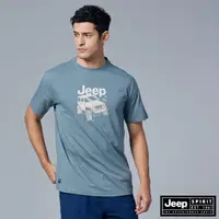 在飛比找momo購物網優惠-【JEEP】男裝 越野吉普車圖騰短袖T恤(灰藍)