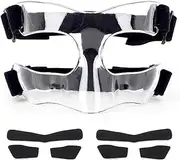 Lazycloud Nose Shield, Suitable for Broken Noses, Mask with Padding, Adjustable, Breathable, Transparent, Suitable for Basketball, Black-White