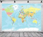 CORFOTO 10x8ft World Map Backdrop Adventure Begins Travel Boys Baby Shower Party Decorations Map Backdrops Around World Adventure Birthday Bridal Shower Photography Background Photobooth Props