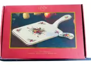 LENOX HOLIDAY TARTAN CHEESE BOARD WITH SPREADER SET NEW IN BOX