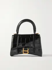 [Balenciaga] Balenciaga - Hourglass Mini Croc-effect Leather Tote - Black - One size One size Black