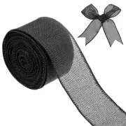 Burlap Ribbon, 2" x 10 Yards Burlap Wired Edge Ribbon [Black]