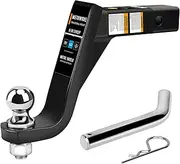 METOWARE Trailer Hitch Ball Mount with 2-Inch Ball & 5/8" Hitch Pin Clip, Fits 2-Inch Receiver, 7500 lbs Capacity Ball Hitch, 8-Inch Drop, Black