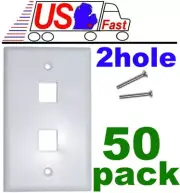 Lot50pk Keystone flush Wall face Plate 2/Two/Dual mounting Hole/Jack/Port{WHITE