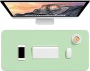 Hsurbtra Desk Pad, 30" x 14" PU Leather Desk Mat, XL Extended Mouse Pad, Waterproof Desktop Blotter Protector, Non-Slip Ultra Thin Large Laptop Keyboard Writing Mat for Office Home, Lake Green