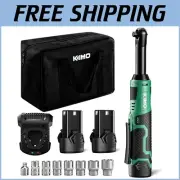 KIMO 3/8" Cordless Electric Ratchet Wrench Set - 40 Ft-Lbs Torque, 2 Batteries