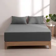Dreamaker Superfine Washed Microfibre Combo Fitted Sheet Set Charcoal (Single, King Single, Double, Queen, King, Super King)
