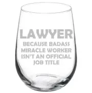 Lawyer Miracle Worker Job Title Funny Stemmed / Stemless Wine Glass