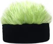 [Generic] Popular Hat Handsome Simulation Wig Short Hair Hat Retro Hip Hop Spoof Brimless Hat Knitted Hat