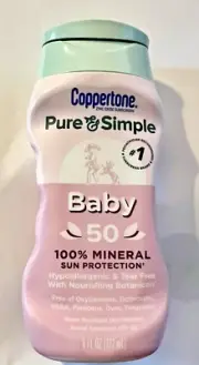 Coppertone Pure and Simple 100% Mineral Baby Sunscreen Lotion SPF 50 6 FL Oz