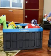 CleverMade 46L Collapsible Storage Bin/Container: Solid Wall 1 pc Slate