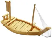 Wooden Japanese Sashimi Sushi Boat Plate Serving Tray with F..
