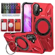 For iPhone 16 Pro Max 15 14 13 12 11 Shockproof MagSafe Magnetic Case Ring Stand