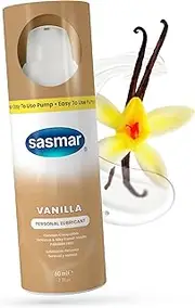Sasmar Vanilla Flavored Lubricant - Water Based Personal Lube for Men, Women - Feels Natural, Long Lasting Formula, Paraben Free, Toy-Friendly and Condom Safe, Oral Lubricant for Couples - 60 ml