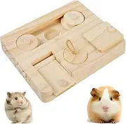 HSHGZSR Guinea Pig Foraging Toy Rat Foraging Toy Wooden Puzzle Toy with 6 Food Holes Hamsters Foraging Toy Mental Stimulation Toy Rat Toys Interactive Treat Dispenser Toy for Rabbits Rats Gerbils
