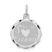 Sterling Silver Rhodium-Plated Special Friend Disc Charm