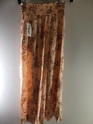 Jessica Simpson India Coral Cloud Lovely Ditsy Floral Flare Pants Sz SM Senna
