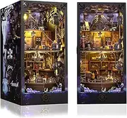 ALITAAU Book Nook Kit, DIY Miniature Dollhouse Booknook Kit, 3D Wooden Puzzle Bookend Bookshelf Insert Decor with LED Light for Adults (Aden Ship)