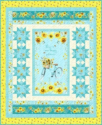 Quilt Kit - Sunflower Sweet - 62" X 76" This Is Our Happy Place Panel Twin Size