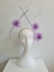 Miss Charlotte. Womens Lilac feather flower headband fascinator