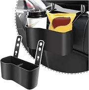 2 in 1 Car Seat Back Organizer with 3.2" Cup Holder,Multifunction Car Headrest Seat Back Organizer for Drink Food Tray,Universal Headrest Cup Holder for Most Cars Trucks SUVs