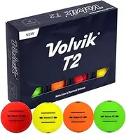 [Volvik] T2 Ionomer Polymer Low Side Spin Matte Finished Long Distance Balls 2-Pieces, 1 Dozen