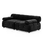 Foret 2 Seater Sofa Modular Arm Seat Tufted Velvet Lounge Couch Chaise Black