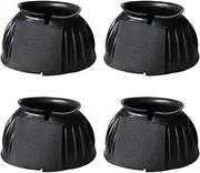 4 Pieces Horse Hoof Boot Rubber Bell Boots, Adjustable Equine Hoof Protector Hoof Protection Boot for Running, L