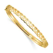 14k Yellow Gold Polished Wavy Hinged Bangle